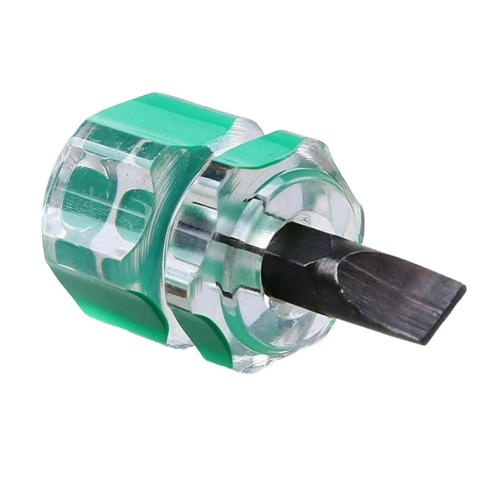 

2PCS Green/Red Portable Short Stubby Steel Material Cross Screw For Phillips Slotted Screwdriver For Repairman Carpenter Tool