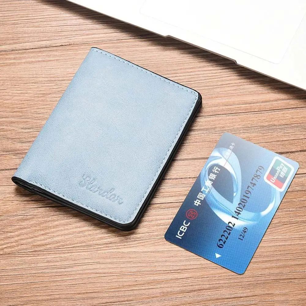 Compact PU Leather Men's Wallet - Mini Bifold Card Holder in Black and Brown