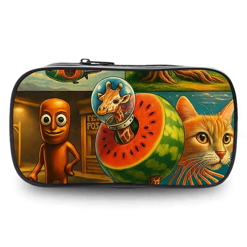 Trousse à Crayons Double Couche Grande Capacité Pour Enfants - Imprimé Tralalero, Polyester, Idéale école, Rangement Fournitures