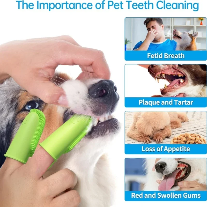 1pc Dog Super Soft Double Finger Toothbrush Pet Teeth Clean Bad Breath Care TPR Tooth Brush Clean Tool Dog Toothbrush Accessorie