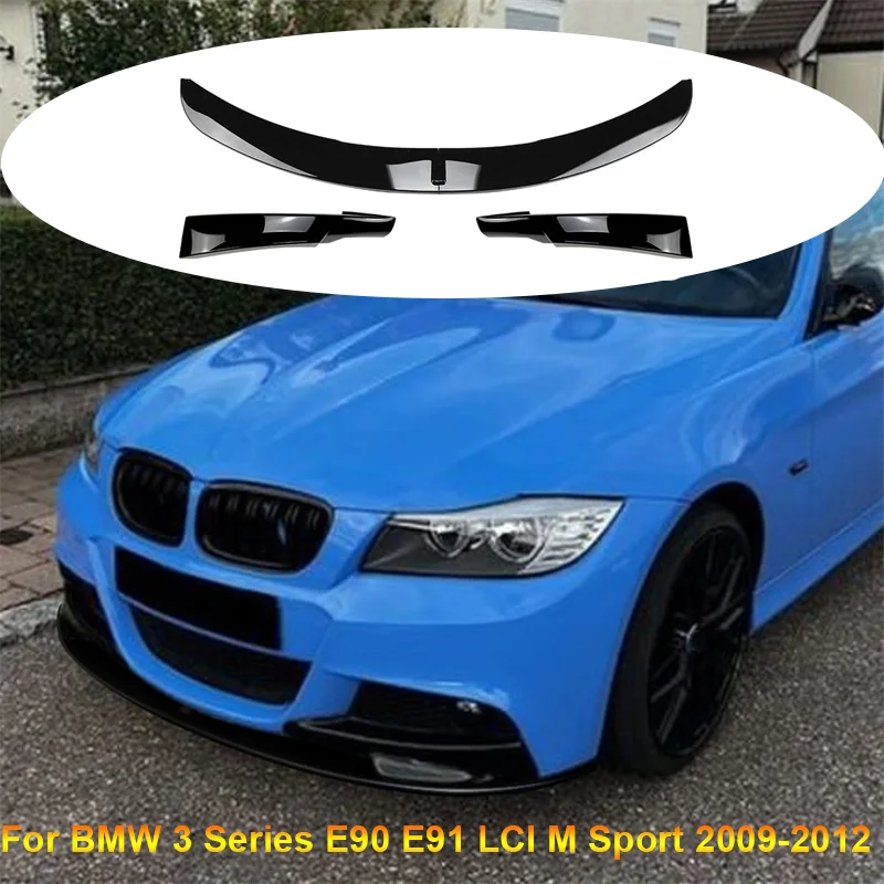 

3PC For BMW 3 Series E90 E91 LCI M Sport 2009-2012 Car Front Bumper chin Lip Spoiler Lower Diffuser Splitters Cover Guard Trim