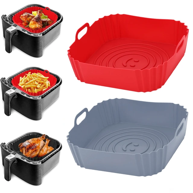 Comprar Cesta de silicona para freidora de aire, bandeja para hornear,  horno, Pizza, pollo frito, cesta reutilizable, accesorios de revestimiento  para sartén