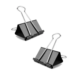 Set of 12 Black Metal Binder Clips for Office and School Supplies (12pcs-15mm)