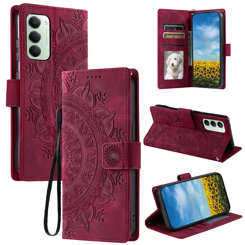 Elegant Totem Flower Leather Wallet Book Cover