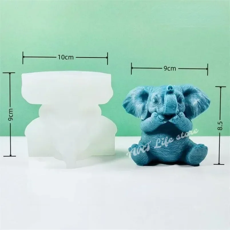 Stampi in silicone 3D a forma di elefante a forma di animale in resina epossidica, per sapone, fondente, cioccolato, torte da forno