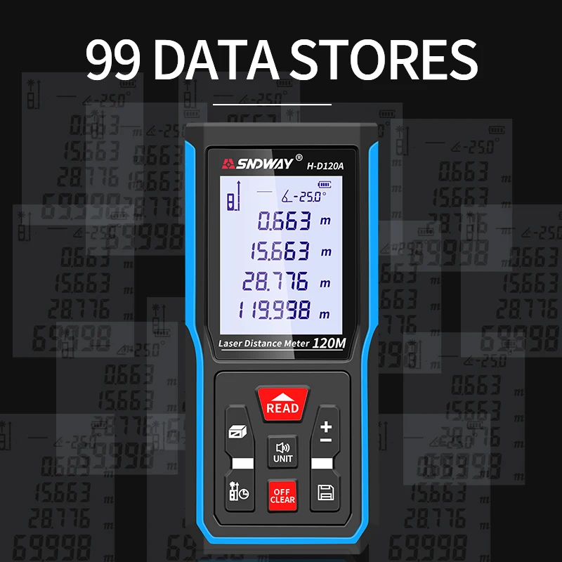 Laser Rangefinder Distance Meter Laser Tape Measure Digital Tape Measure SNDWAY Laser Distance Meter 50m 70m 100m 120m Rangefinder Digital Range Finder Trena Roulette Ruler