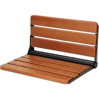 18" Teak Folding Shower Seat Wall Mounted,Fold Down Shower Bench for Shower Space Home Care Teak Wood Stool Aximum Load 380lb 1