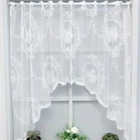 Nordic lace window screen curtain partition pull curtain white embroidered door curtain coffee curtain  home decoration 1