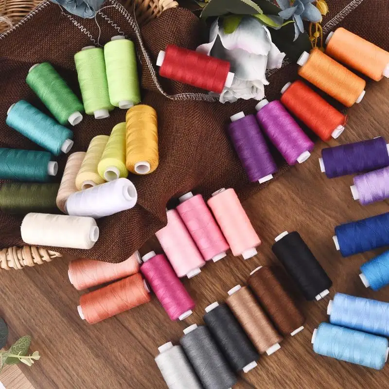 6 Colors/Set Yarn Sewing Thread Roll Machine Hand Embroidery 400 Yard Each Spool Full Polyester Durable For Home Sewing Kit