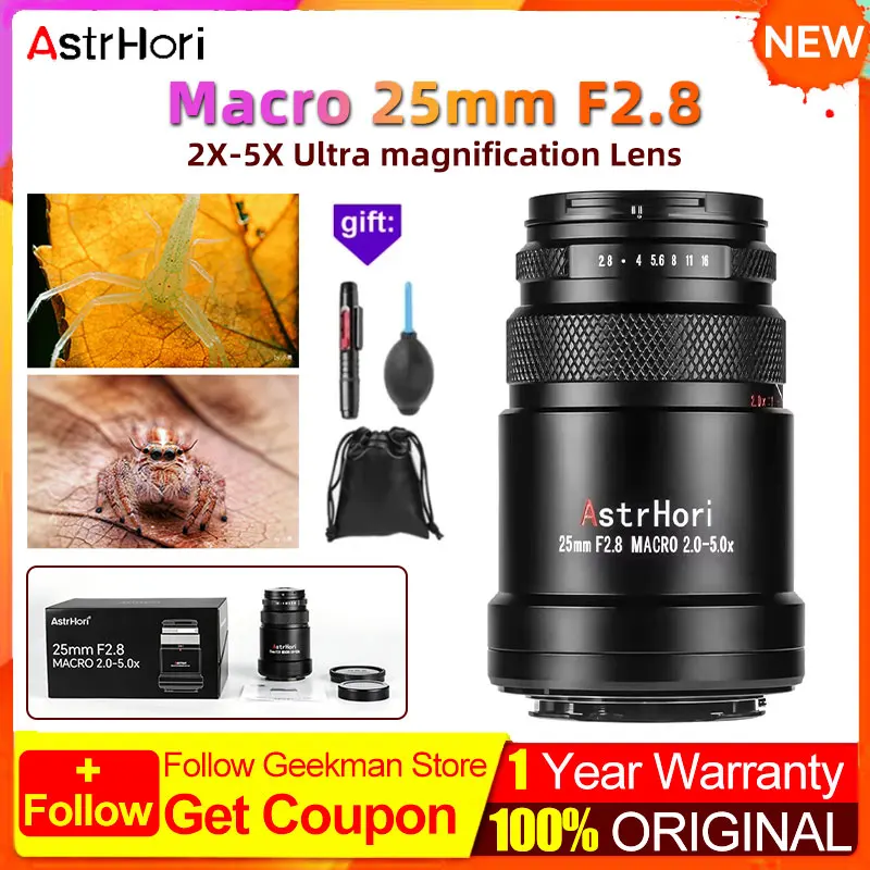 AstrHori 25mm F2.8 MACRO2X-5X富士フィルムXマウント AstrHori 25mm F2.8 2-5X Macro Lens for Full Frame Mirrorless