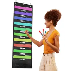 Wall Mounted File Organizer Storage Pocket Chart 10 Pockets Organizers With Blank Labels For Office Home Paper Document