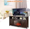 Electric Fireplace TV Stand, with 25 Inch 1350W Reccessed Faux Fireplace, 3 Flame Setting, 4 Brightness Remote Control 5