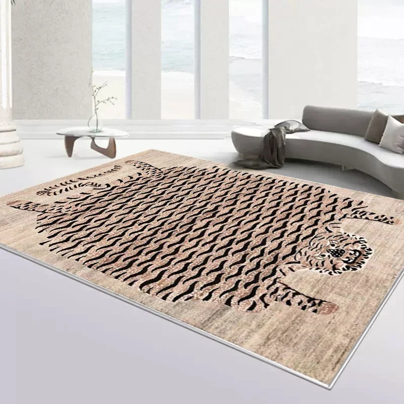 Carpet for Living Room Retro Animal Abstract Printed Children's Bedroom Fluffy Rug Home Decoration Luxury Large Area Plush Mat