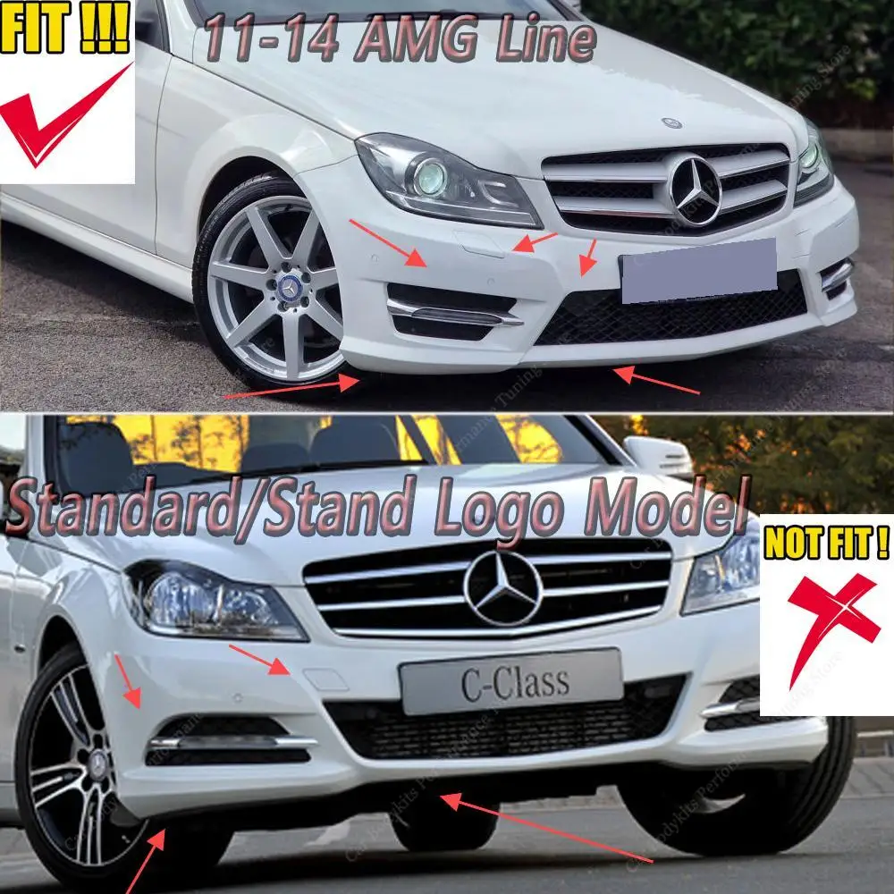 Maxton 스타일 앞 범퍼 립 스포일러 스플리터 메르세데스 W204 S204 C63 AMG/AMG-라인 2011-2014 Facelift Bodykits Tuning