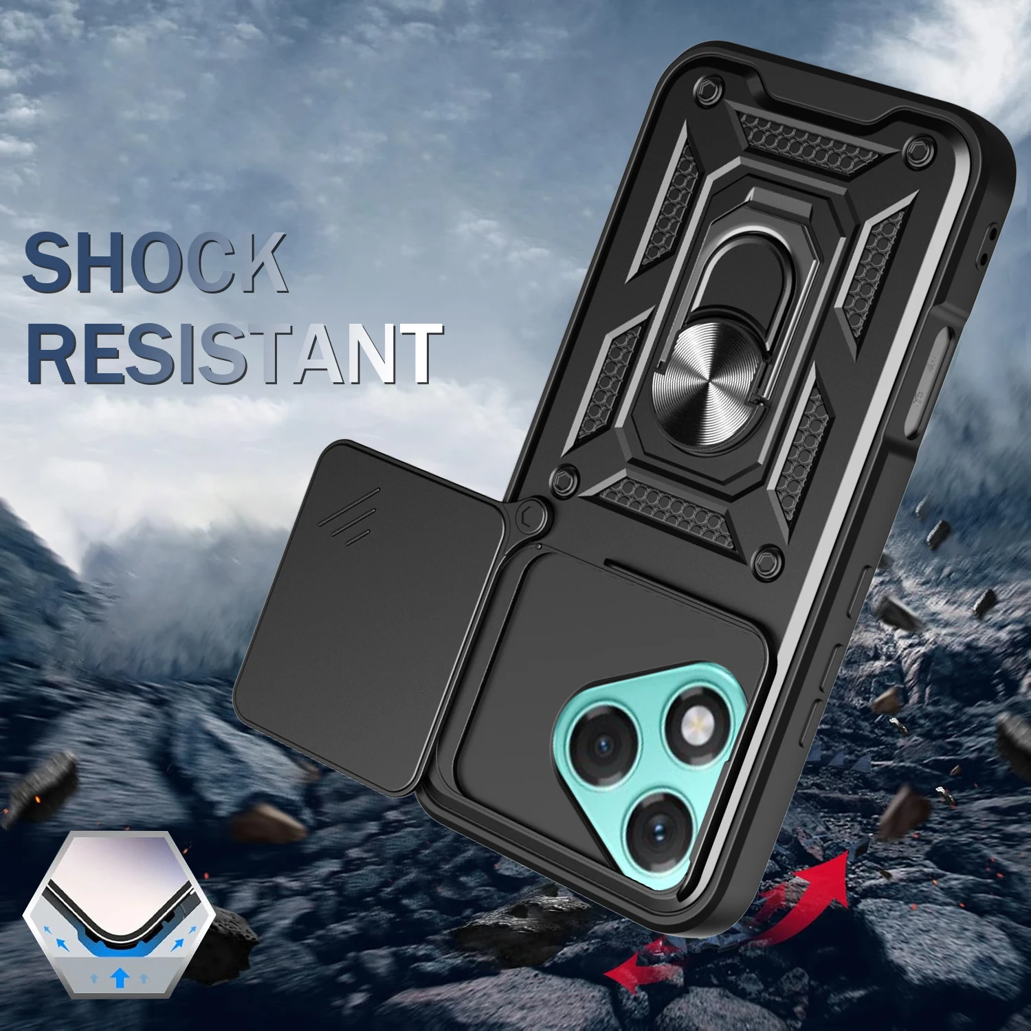 Durable Protective Phone Shell with Magnetic Ring and Camera Guard