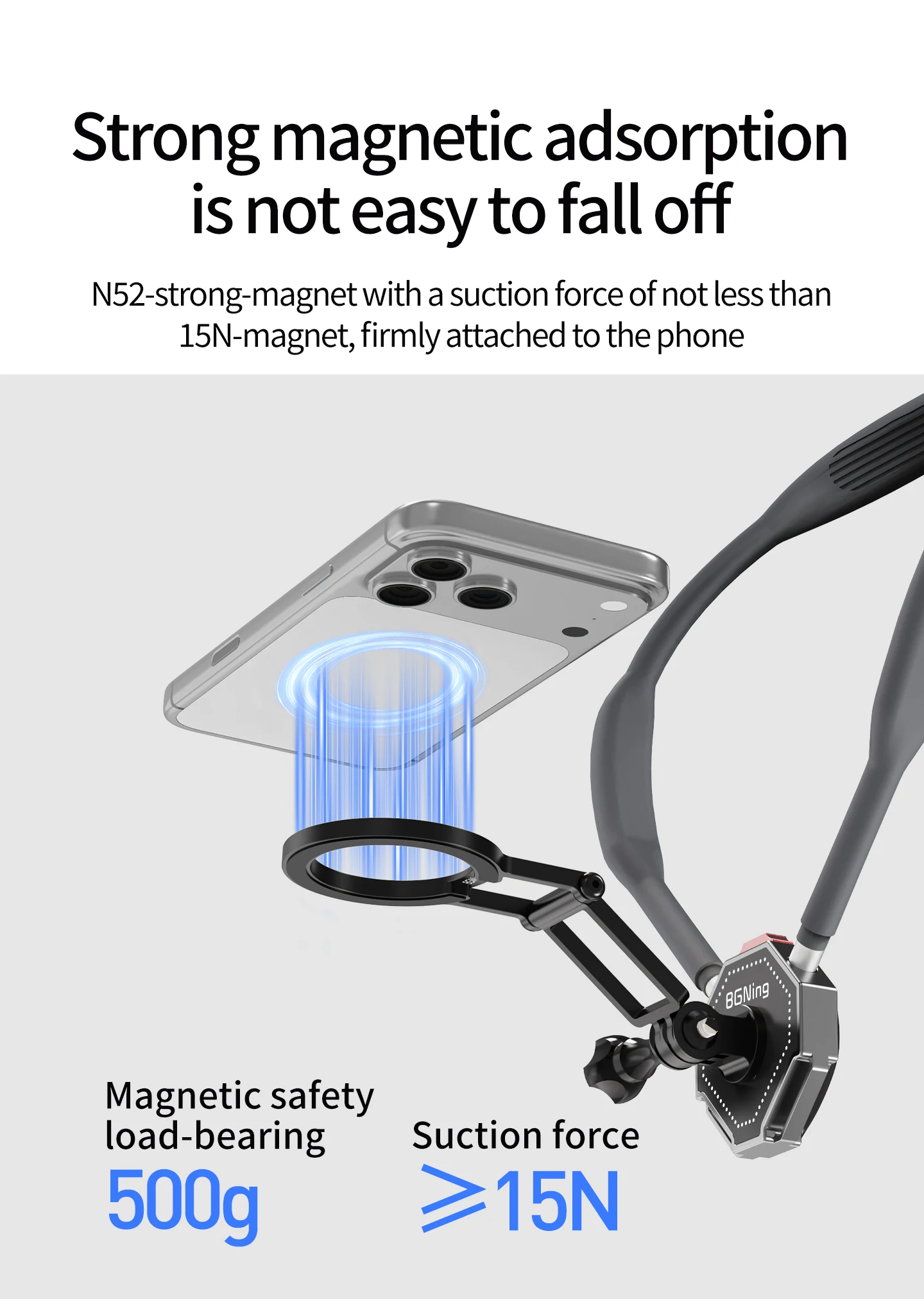 3-in-1 Schnellverschluss-Telefonhalterung für den Hals, Abnehmbarer Action-Kamera-Halter, Desktop-Handhalterung mit Magnetischer Saugkraft für Eisenoberflächen – Detail 22