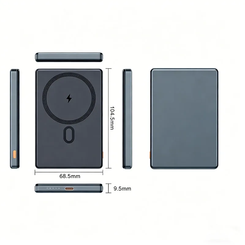 실제 용량 5000mAh 무선 마그네틱 외장 미니 보조배터리 타입-C 20W 고속 충전 고속 보조 배터리