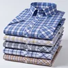 plus size 100%cotton thin short sleeve shirts for men slim fit casual plain shirt hawaiian plaid shirt korean popular clothes 4