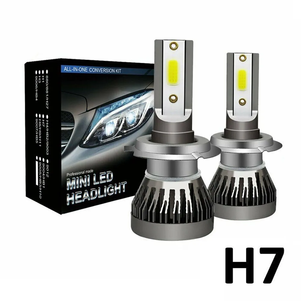 

2PCS H7 LED Headlights Error Free 200W 20000LM Hi/Low Kits Bulbs Aviation 6063 Aluminum Beam Canbus COB Headlights Super Bright