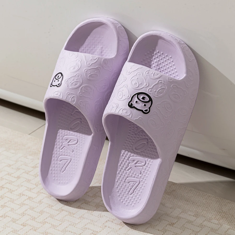 Fashion Women's Slippers Indoor Soft Sole Cartoon Bear Print Slides Bathroom EVA Indoor Men Summer Outdoor Cool Shoes Couple — view 4
