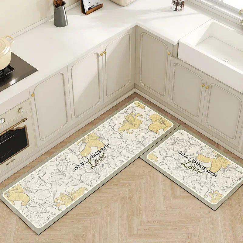 Kitchen Floor Mat Non-slip Pvc Leather Carpet Waterproof Oil-proof Home Decoration Rug Easy To Clean Wipeable Foot Mats 주방 깔개 3