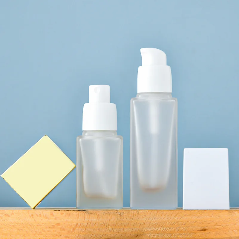 Bottiglia Vuota In Vetro Smerigliato Da 30 Ml – Con Tappo Trasparente, Per Lozioni, Essenze, Shampoo, Ricaricabile, Portatile Per Viaggi