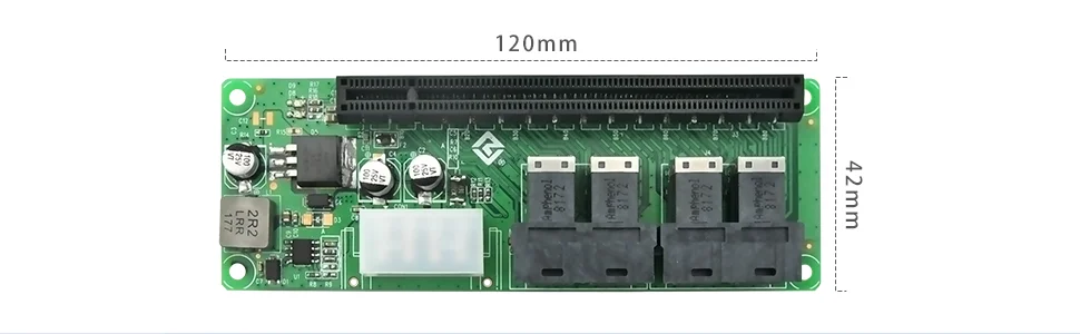 3316PE 4-Port SFF-8643 zu PCIe X16 Slot Adapter – Detail 3