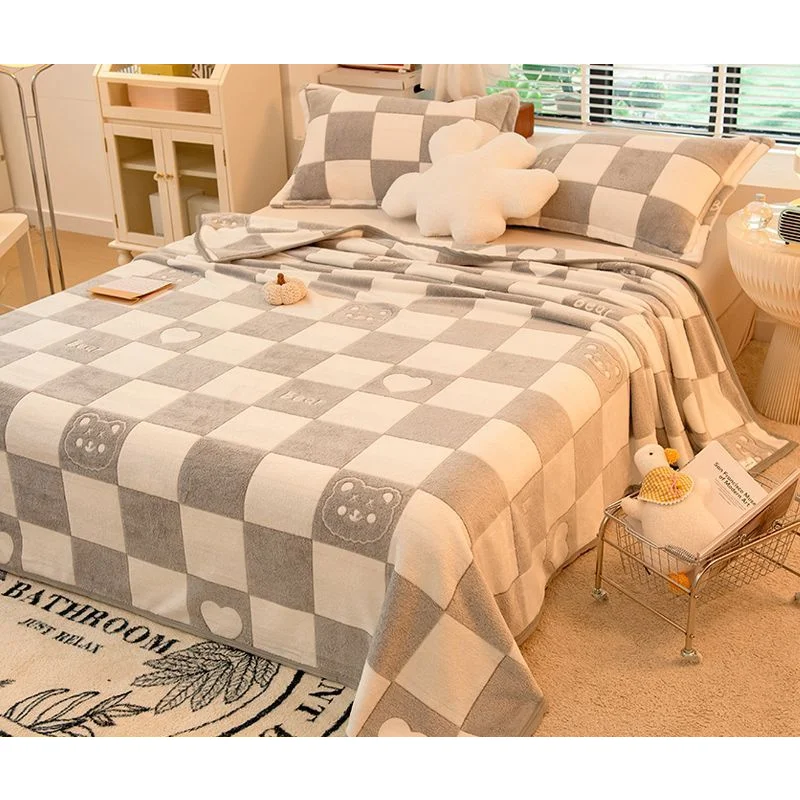 Flannel Bed Sheet Mod Cartoon Bed Sheets Soft For Queen/King Bed Size