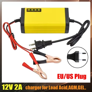 Caricabatterie Auto Completamente Automatico 12V 2A, Ricarica Rapida Intelligente in 3 Fasi per Batterie al Piombo-Acido AGM GEL