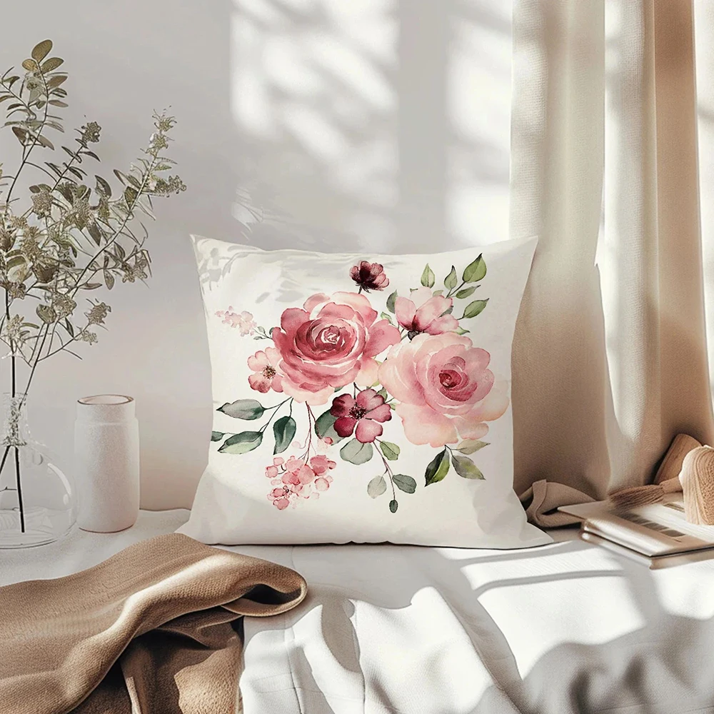 Throw Pillow Cover 1PC Watercolor Flowers Throw Pillow Cover 30X50cm One Side