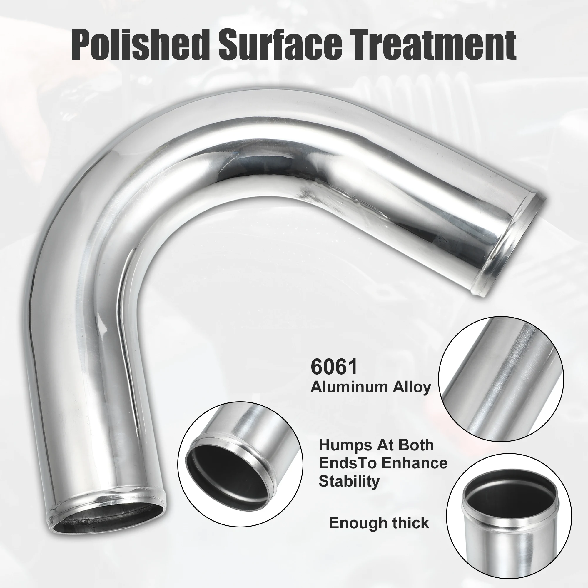 UXCELL OD 51mm 57mm 63mm 70mm Length 500-550mm Aluminum Alloy Intercooler Pipe 90 105 135 Degree Bend Elbow Air Intake Tube