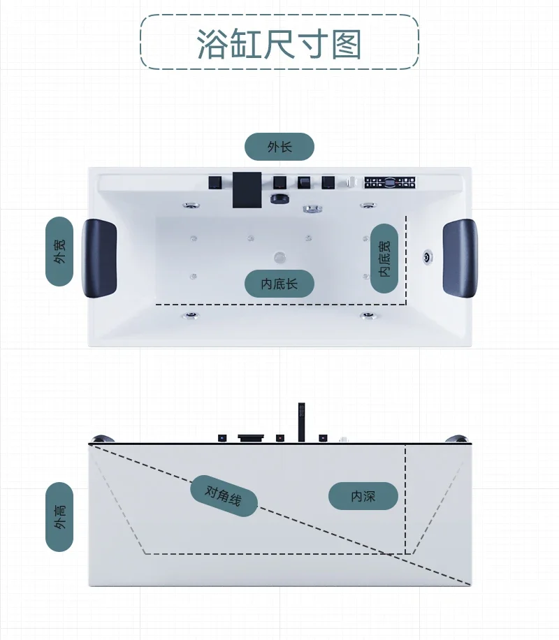 Description Picture 4 of itemAcrylic Whirlpool Outdoor Intelligent Constant Temperature Surfing Massage Bathtub Modern Household Aldult Hydromassage Bath