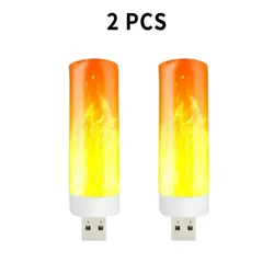 USB LED Flickering Flame Effect Light - Dynamic Fire Atmosphere Lamp (2PCS)