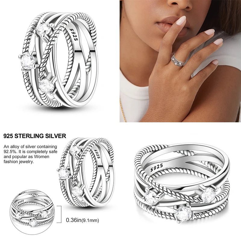 New Rings Women 925 Sterling Silver Star Moon Colorful Zircon Heart Rings Fine Wedding Engagement Birthday Jewelry Gift silver heart ring silver rings silver ring wedding rings