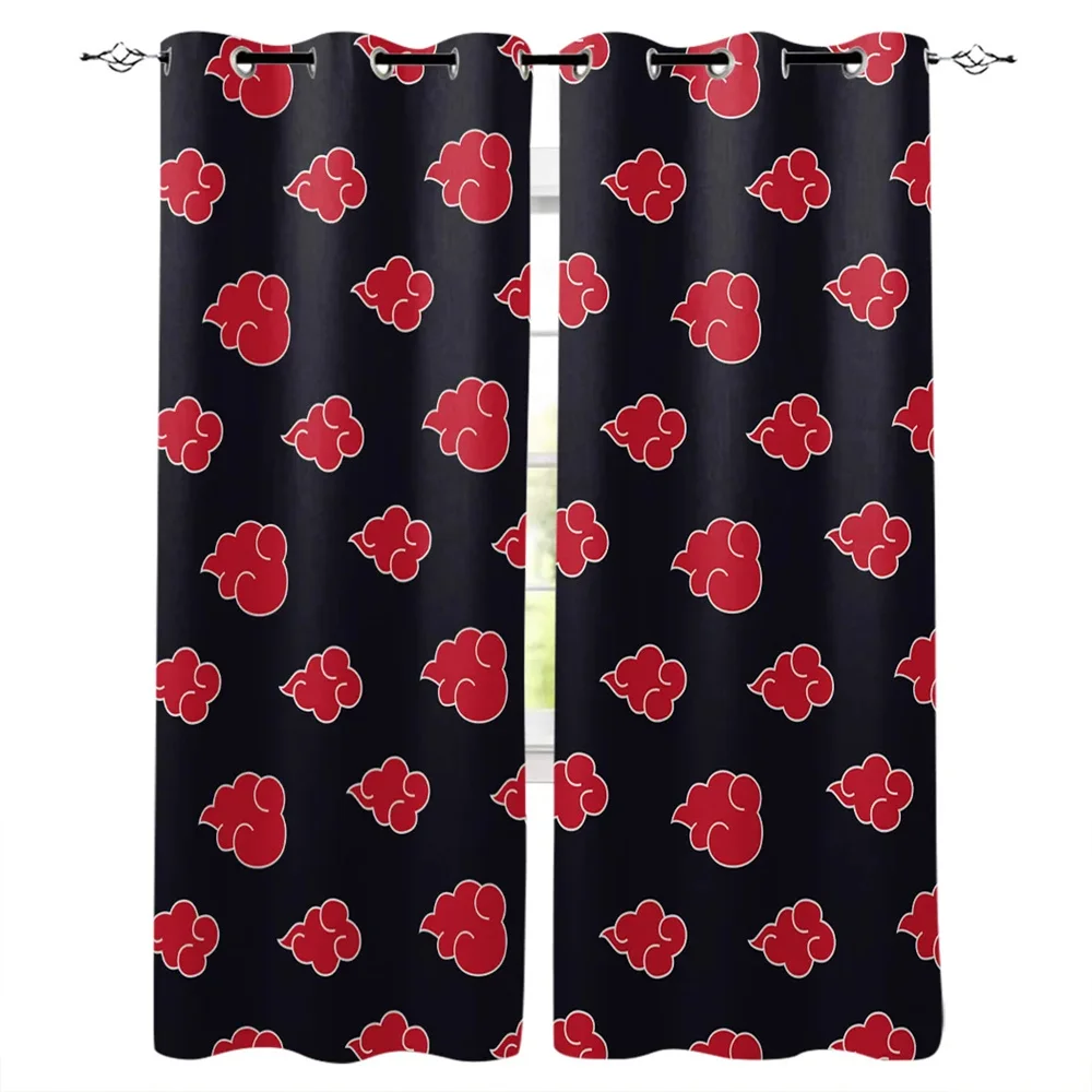 

Cheap Red Auspicious Cloud Black Background Printed Window Curtains Living Room Bedroom Curtains Polyester Cloth Home Decor2Pcs