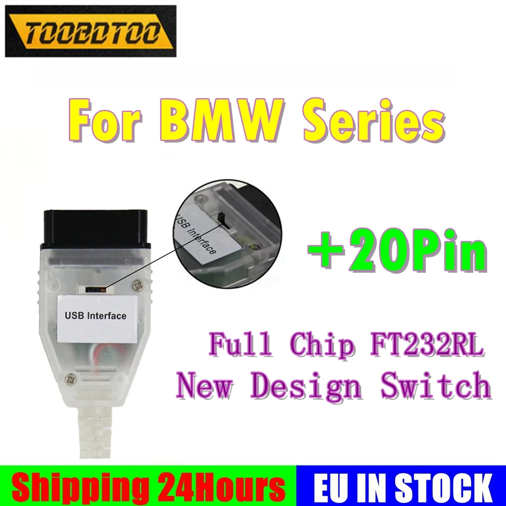 Chip Completi Ft232Rl Per Bmw Inpa K + Dcan K + Can K-Line Switch Interfaccia Diagnostica Ftdi Obdii Aggiungi Cavo Bmw A 20Pin Per Scanner Bmw
