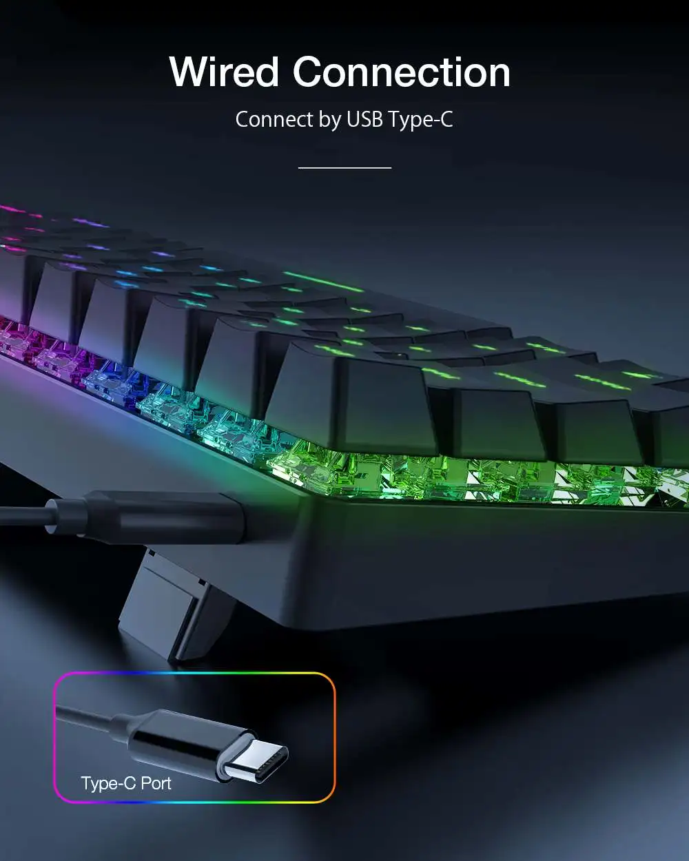 teclado mecânico swappable quente com fio duplo