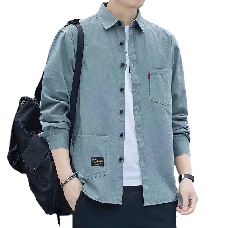 Pockets Button Handsome Turn-down Collar Shirts Spring Summer Comfortable Loose Cardigan 2023 Men\'s Clothing Thin Fashion Casual