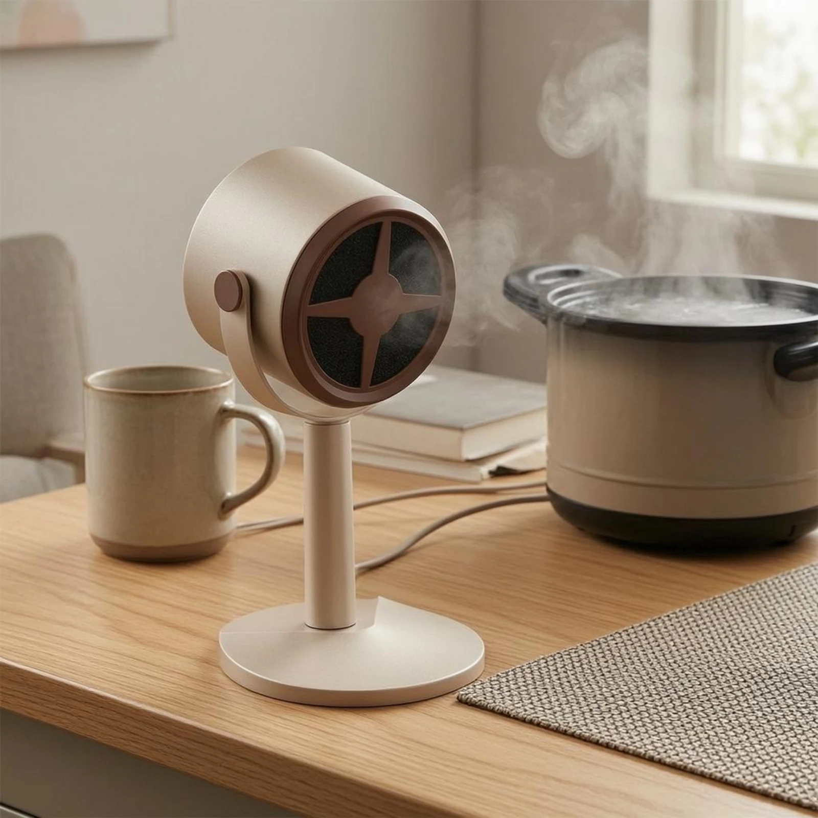 Desktop Range Hood Oval Base Tabletop Extractor Hood Portable Kitchen Exhaust Fan Adjustable Angle Home Appliance Mesh Filter 5