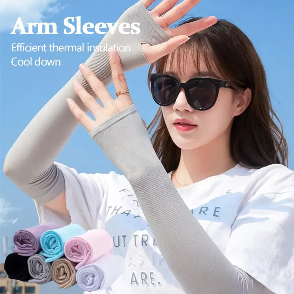 UPF50+ Summer Arm Sleeves Ice Fabric Breathable Quick Dry Running Sportswear Sun UV Protection Long Arm Cover Cycling Arm Sleeve