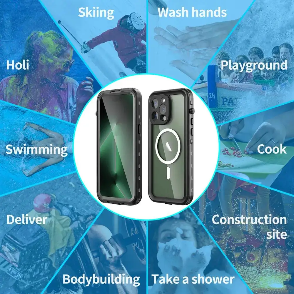 Фото Водонепроницаемый чехол с магнитной зарядкой IP68 для Apple iPhone 15 Pro Max Plus, ударопрочный чехол для дайвинга, плавания, спорта на открытом воздухе, 2023 №3
