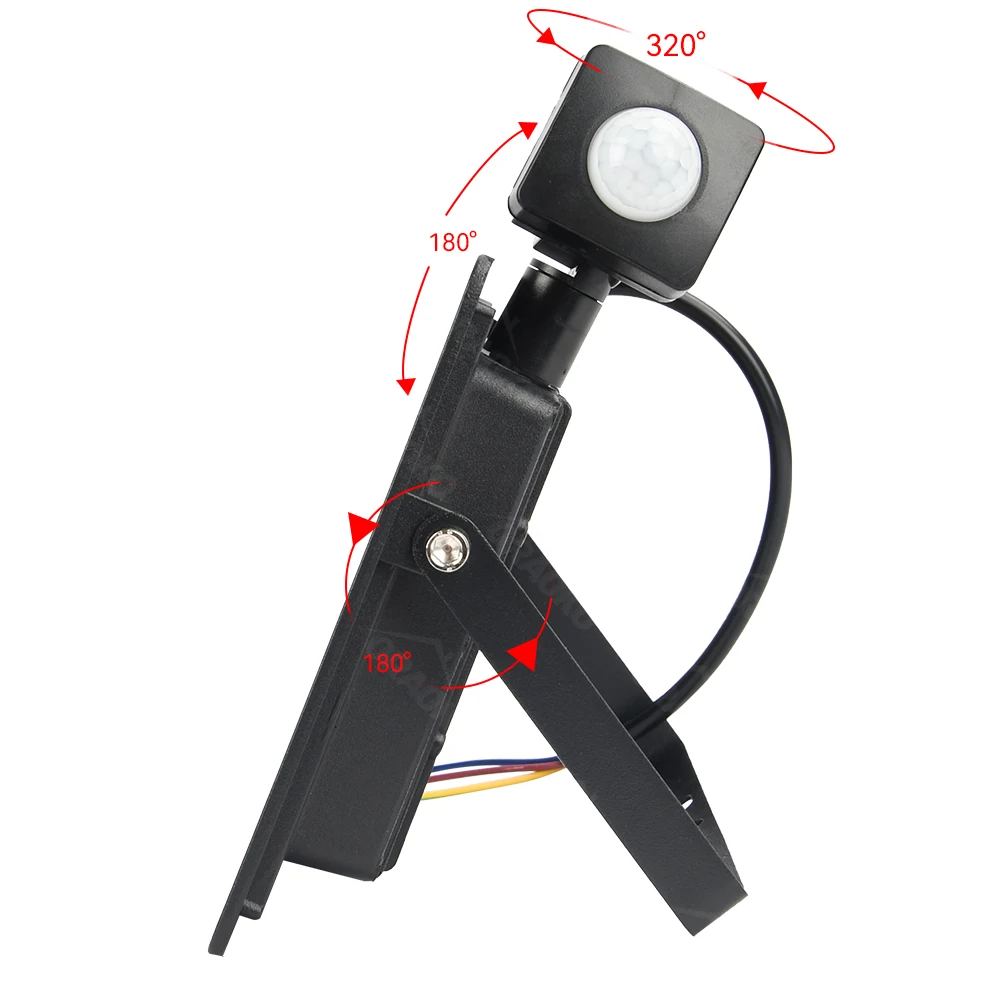 PIR LED-Flutlicht mit Bewegungssensor, 4 Stück, 20 W, 50 W, 100 W, kaltweiß/warmes Licht, LED-Außenstrahler, wasserdichter Außenprojektor für Garten, Garage – Detail 6