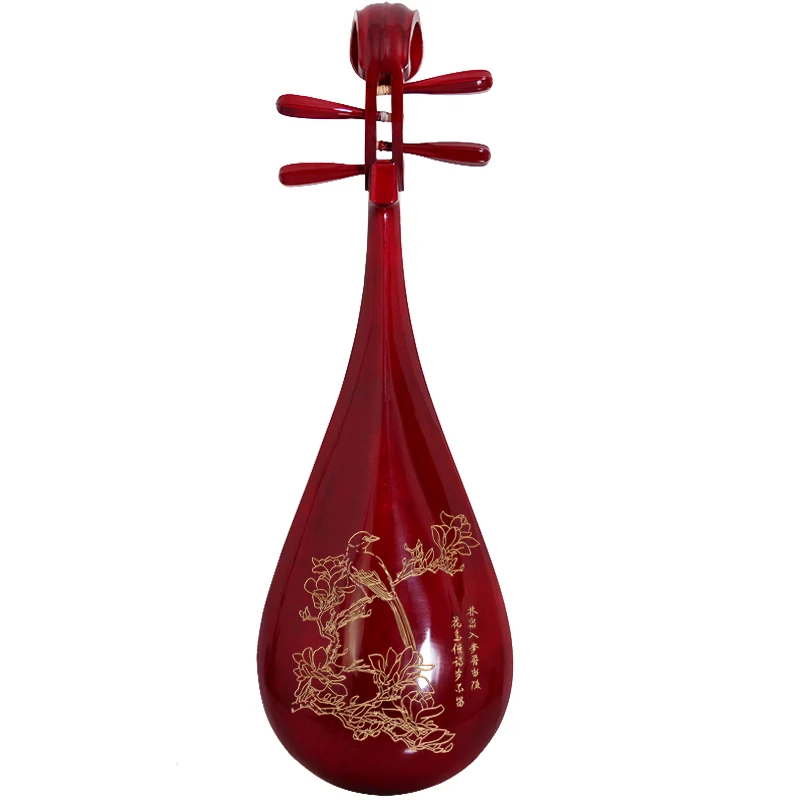 

FLOFAIR Children practice adult Pipa instruments, red painted hardwood, Wutong wood panel, piano for students to play PP-01