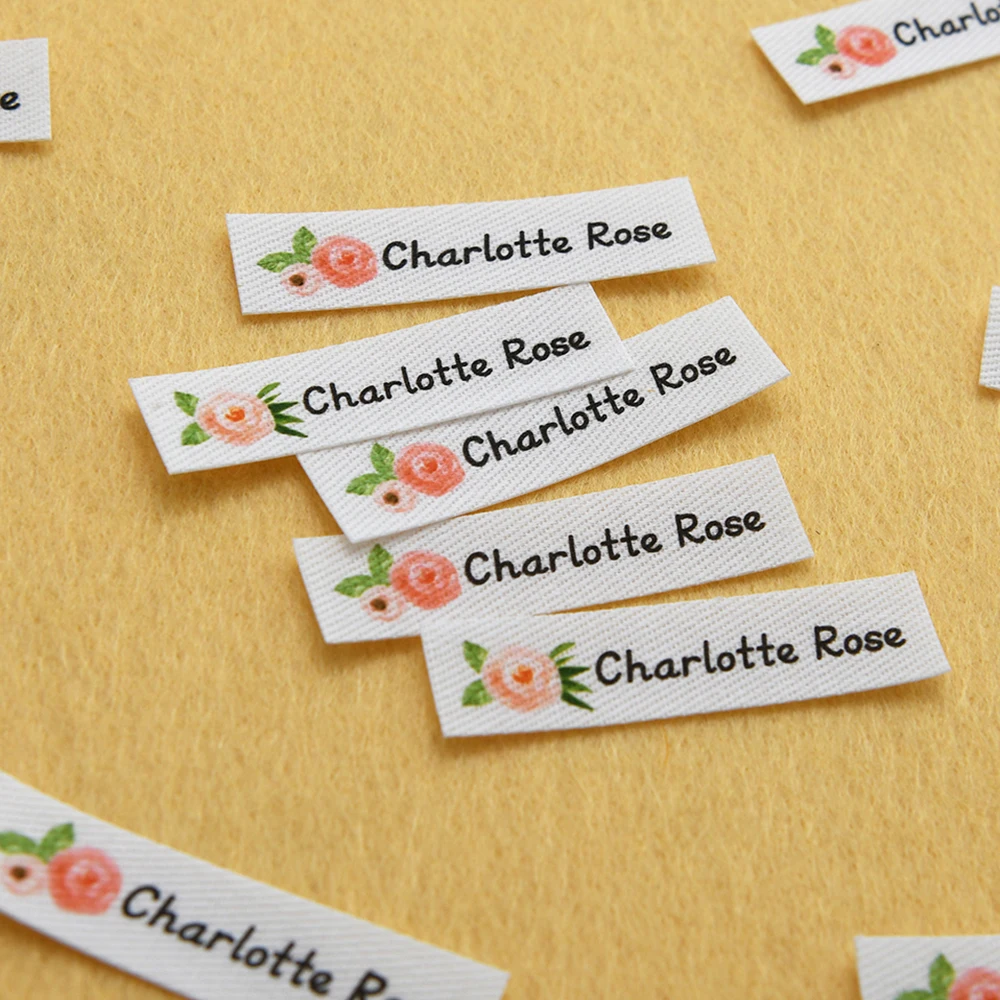 Pattern Design Cotton Labels 50x12.5mm | Iron/Sew On Fabric Tags for ...