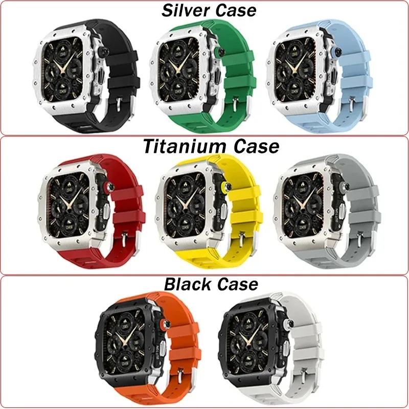 Luxury Apple Watch Enhancement Kit - Premium Silicone Strap & Stainless Steel Case