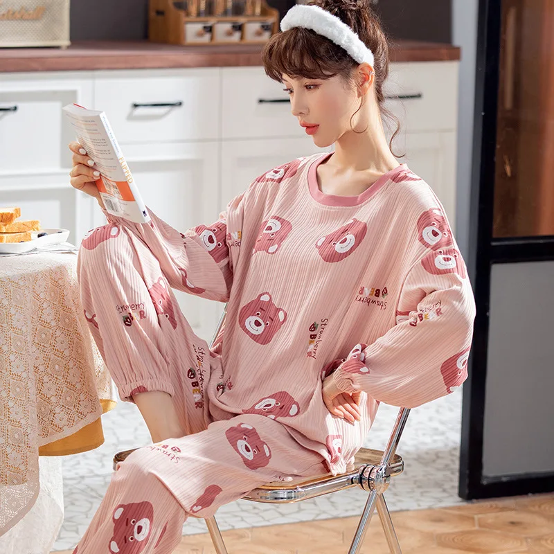 

Cartoon Cute Sleepwear For Women Plus Size M-5XL Pijamas Suit Korean Fashion Nightwear Female Home Clothes Loungewear Drop Ship