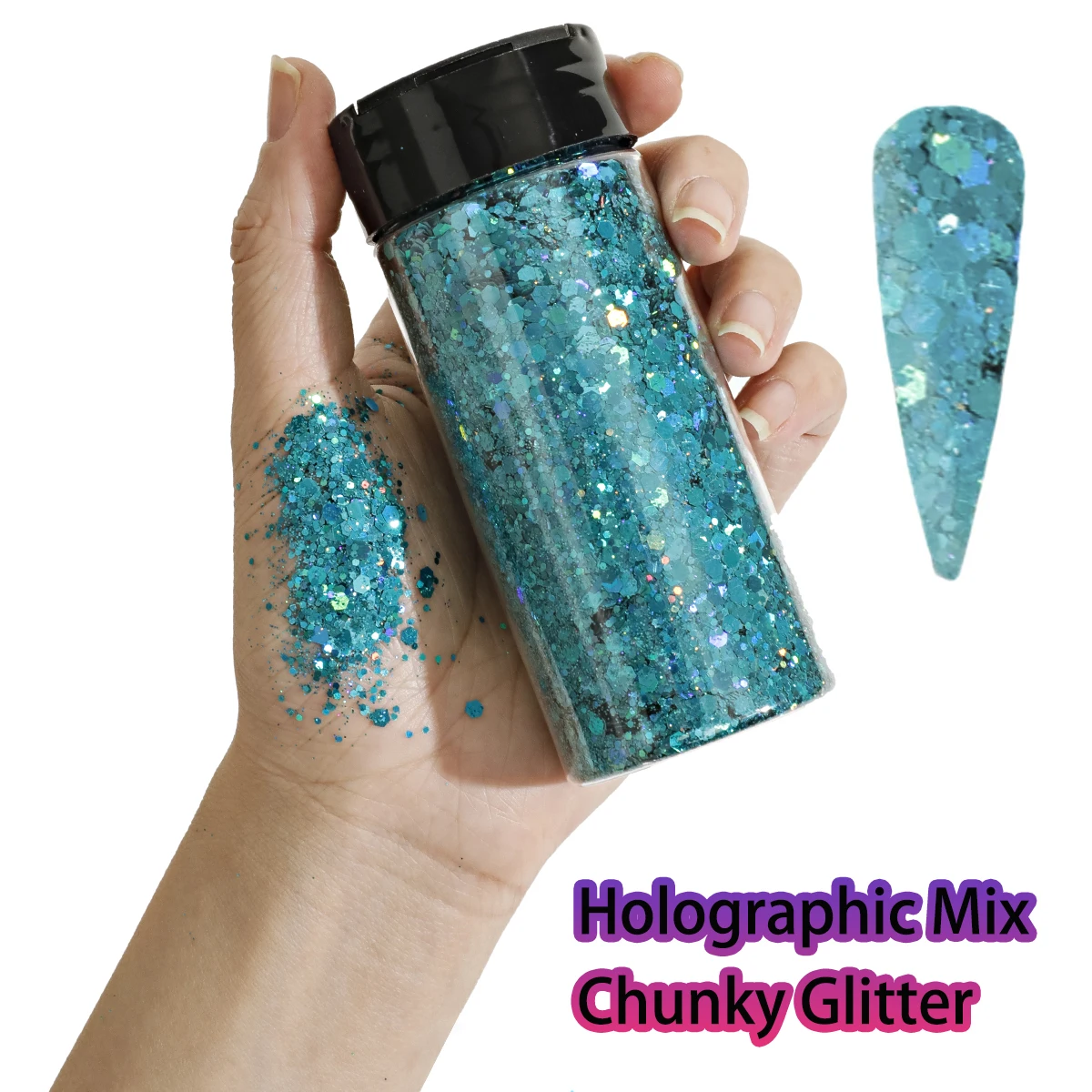 Holographic Iridescent Glitter Powder for Nail Art and Festival Decor, 80g