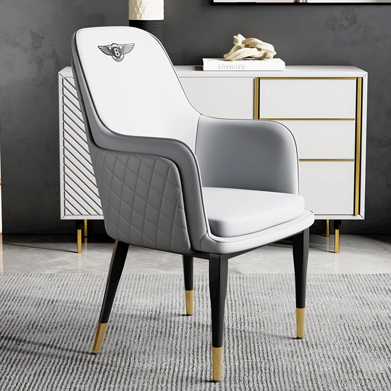 

Fashion Nordic Designer Dining Chairs Leather Metal Cute Comfortable Living Chair Modern Single Sillones Relax Home Furniture