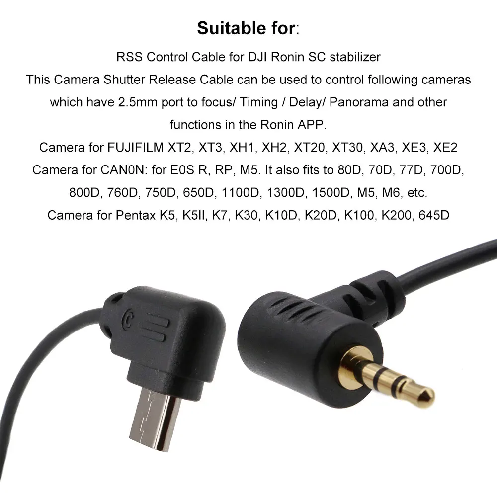 Camera Photo Control Cable For DJI Ronin SC, RSC2, RS2, RS3 For Fujifilm X-H2S, XT2, XT3, XT4, XT20, XT30