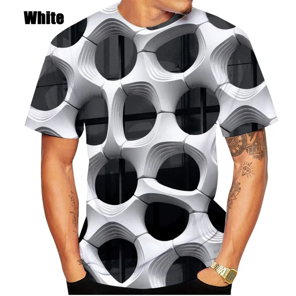 2023 Men's Printed 3D Geometric Pattern Digital Printing Casual Fashion Short Sleeve T-shirt